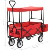 Skládací ruční vozík se stříškou ocel [147589] (Barva Červená)
