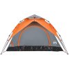 Kempingový stan kupole pro 3 osoby rychloupínací [4004179] (Barva Šedá a oranžová)