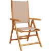 Polohovací zahradní židle 4 ks textil a masivní dřevo [3214538] (Barva Krémová)