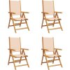 Polohovací zahradní židle 4 ks textil a masivní dřevo [3214538] (Barva Krémová)