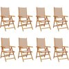 Polohovací zahradní židle 8 ks textil a masivní dřevo [3214540] (Barva Krémová)