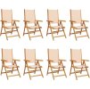 Polohovací zahradní židle 8 ks textil a masivní dřevo [3214540] (Barva Krémová)