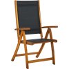 Skládací zahradní židle 4 ks masivní akáciové dřevo a textilen [3120454] (Barva Černá)