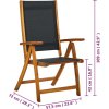 Skládací zahradní židle 4 ks masivní akáciové dřevo a textilen [3120454] (Barva Černá)