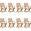 Skládací zahradní židle 8 ks textil a masivní dřevo [3214582] (Barva Taupe)