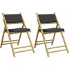 2 ks skládací bistro židle s krémově bílými poduškami bambus [365873] (Barva Tmavě šedá)