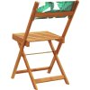 Skládací zahradní židle 6 ks textil a masivní dřevo [3214623] (Barva Vzor listí)