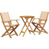 3dílný bistro set textil a masivní dřevo [3281800] (Barva Vzor listí)