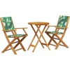 3dílný bistro set textil a masivní dřevo [3281800] (Barva Vzor listí)