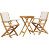 3dílný bistro set textil a masivní dřevo [3281800] (Barva Vzor listí)