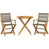 3dílný bistro set polypropylen a masivní dřevo [3281854] (Barva Šedá)
