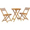 3dílný bistro set textil a masivní dřevo [3281752] (Barva Vzor listí)