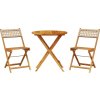 3dílný bistro set polyratan a masivní dřevo [3281840] (Barva Béžová)