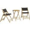 3dílný skládací bistro set s krémově bílými poduškami bambus [365872] (Barva Krémová bílá)
