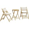 3dílný skládací bistro set s krémově bílými poduškami bambus [365872] (Barva Krémová bílá)
