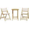 3dílný skládací bistro set s krémově bílými poduškami bambus [365872] (Barva Krémová bílá)