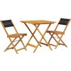3dílný bistro set polypropylen a masivní dřevo [3281867] (Barva Béžová)
