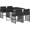 5dílný zahradní jídelní set s poduškami polyratan [3211615] (Barva Černá)