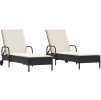 Zahradní lehátka s poduškami 2 ks polyratan [3261437] (Barva béžová a šedá)