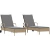 Zahradní lehátka s poduškami 2 ks polyratan [3261437] (Barva béžová a šedá)