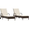 Zahradní lehátka s poduškami 2 ks polyratan [3261437] (Barva béžová a šedá)