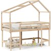 Patrová postel s žebříkem a střechou 90 x 190 cm borovice [3282074] (Barva Přírodní)