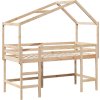 Patrová postel s žebříkem a střechou 90 x 190 cm borovice [3282074] (Barva Přírodní)