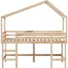 Patrová postel s žebříkem a střechou 90 x 190 cm borovice [3282074] (Barva Přírodní)