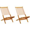 Zahradní židle 2 ks masivní akáciové dřevo a textil [367690] (Barva Krémová)
