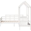 Válenda a lavice se střechou 80 x 200 cm masivní borovice [3282309] (Barva Bílá)