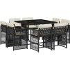 9dílný zahradní jídelní set s poduškami polyratan [3211735] (Barva Černá)