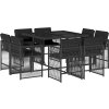 9dílný zahradní jídelní set s poduškami polyratan [3211735] (Barva Černá)