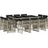 11dílný zahradní jídelní set s poduškami polyratan [3211031] (Barva Světle šedá)