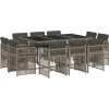 11dílný zahradní jídelní set s poduškami polyratan [3211031] (Barva Světle šedá)