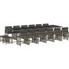 17dílný zahradní jídelní set s poduškami polyratan [3211724] (Barva Šedá)