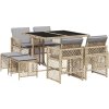 9dílný zahradní jídelní set s poduškami polyratan [3210779] (Barva Světle šedá)
