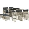 9dílný zahradní jídelní set s poduškami polyratan [3210779] (Barva Světle šedá)