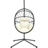 Závěsné křeslo vajíčko se stojanem ratan a ocel [4007404] (Barva Béžová)