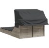 Dvojité zahradní lehátko se stříškou a podušky polyratan [368639] (Barva Šedá)