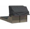 Dvojité zahradní lehátko se stříškou a podušky polyratan [368639] (Barva Šedá)
