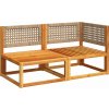 Zahradní pohovka s polštáři pro 2 osoby, akácie a ratan [4008179] (Barva béžová a krémová)