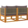 Zahradní pohovka s polštáři pro 2 osoby, akácie a ratan [4008179] (Barva béžová a krémová)