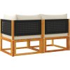 Zahradní pohovka s polštáři pro 2 osoby, akácie a ratan [4008179] (Barva béžová a krémová)