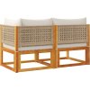Zahradní pohovka s polštáři pro 2 osoby, akácie a ratan [4008179] (Barva béžová a krémová)