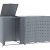 Box na 3 popelnice 207 x 79 x 117 cm ocel [3279988] (Barva Šedá)