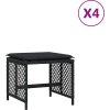 Zahradní stoličky s poduškami 4 ks 41x41x36 cm polyratan [365048] (Barva Černá a krémová)
