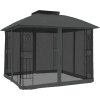 Altán s dvojitou střechou a stěnami 2,94 x 2,94 m ocel [368455] (Barva Antracitová)