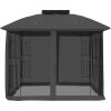 Altán s dvojitou střechou a stěnami 2,94 x 2,94 m ocel [368455] (Barva Antracitová)