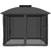 Altán s dvojitou střechou a stěnami 2,94 x 2,94 m ocel [368455] (Barva Antracitová)