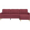 3místná pohovka s podnožkou 210 cm textil [3278255] (Barva vínová červená)